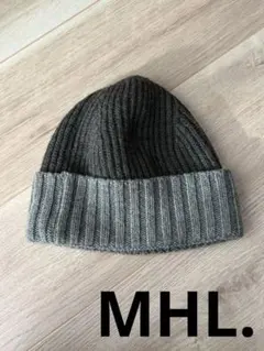 MHL. ウールニット帽 グリーン　カーキ　バイカラー　黄緑　エムエイチエル