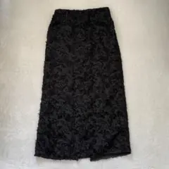 ミラオーウェン ロングスカート タイトスカート 花柄 ジャガード織 ブラック
