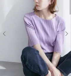 ロペピクニック スカラップネックハーフスリーブニットプルオーバー