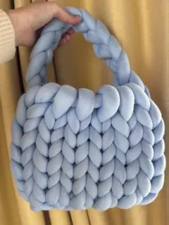 韓国風 マンドゥバッグ 水色 ハンドバッグ ギャザー 手持ち トレンド