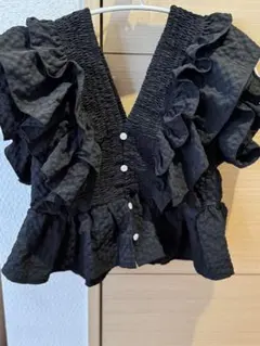 olu. ポコポコフリルブラウス ブラック