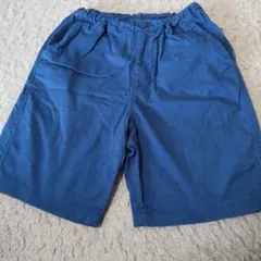 青色ハーフパンツ ゴムウエスト サイドポケット
