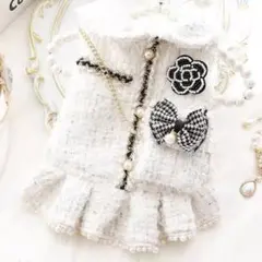 新品/可愛い♡ツイードコートワンピース　犬服　ドッグウェア　アウター　防寒　冬服