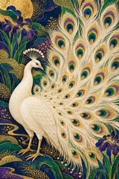 白孔雀と金彩 和風アート アートポスター インテリア 絵画 壁掛け おしゃれ