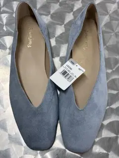 HIRAKI Vカット フラットシューズ 25.5cm 大きいサイズ　青