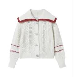 ZARA オープンニット ケーブル カーディガン フリルカラー 赤