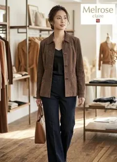 Melrose claire ピッグスエード レザージャケット ブラウン 3