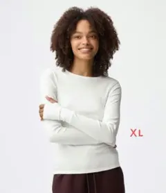 GUウォームリブクルーネックT(12分袖)