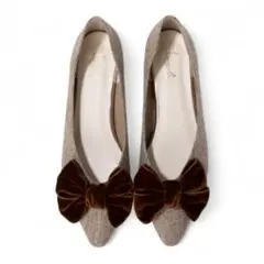 【Launalea】リボンフラットパンプス