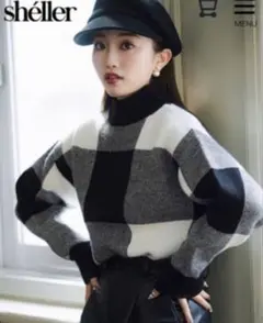 shéller シェリエ ブロックチェックニットセーター F 美品 Sheller シェリエ ブロックチェックニットセーター F アクリル他