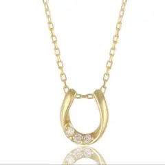 18金 ネックレス レディース K18 馬蹄 ダイヤモンド イエローゴールド