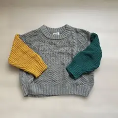 BREEZE★カラーブロック ケーブル編みセーター 100cm