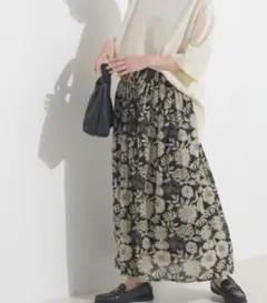 コットンボイル総柄ギャザースカート　OMNES オムネス　インド綿