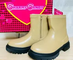 新品▼ ベージュ サイドジップブーツ 22cm キッズ 春 チャーミーキャンディ