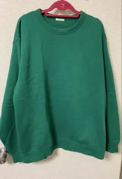 GU オーバーサイズ グリーン クルーネックスウェット裏起毛　XL