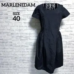 【MARLENEDAM】マーレンダム　総柄　半袖　フレア　ワンピース　ブラックのサムネイル