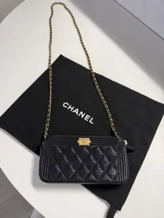 CHANEL チェーンウォレット　ブラック キャビアスキン