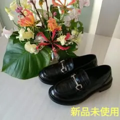 ブラック ローファー バックル付き　ボリュームソールビットローファー