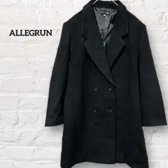 カシミヤ混 ウール ダブルブレスト チェスターコート 黒 アウターレディース