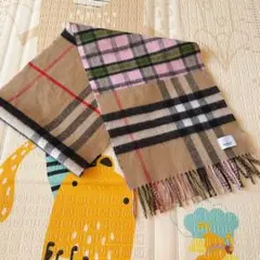 バーバリー　マフラー　カシミヤ　キャメル　ベージュ　ピンク