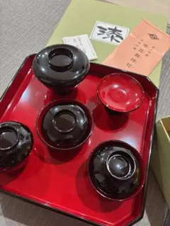 お食い初め用 市比賣神社⛩️漆塗り器6点セット