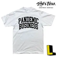 PANDEMIC BUSINESS Tシャツ Lサイズ 白x黒