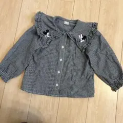 petit main ミッキー ミニー ギンガムチェック長袖シャツ 120