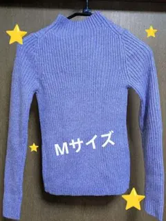 ユニクロ 紫 リブ編み 長袖セーター