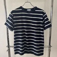 RESTORYTION ボーダー パイル地 ポケットTシャツ L