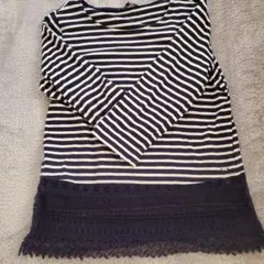 TOMMY HILFIGER ストライプ レースカットソー L