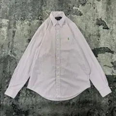 ユニセックス 人気カラー 雰囲気抜群 刺繍ロゴ 希少デザイン ストライプシャツ