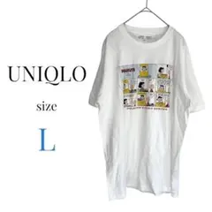 ユニクロ L ピーナッツ半袖プリントTシャツ スヌーピーチャーリーヴィンテージ感