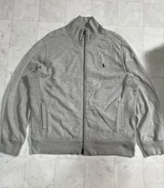90s ラルフローレン フルジップ スウェット グレー M 短丈 オールド