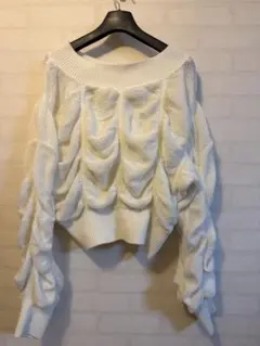 EMODA オフショルダー ボリュームスリーブ ニット F ホワイト