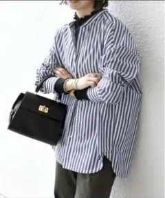 【美品】SHIPS any REPREVE バンドカラーシャツ 38