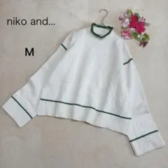【ニコアンド】配色パイピングタートルプルオーバー 長袖 アイボリー Mサイズ
