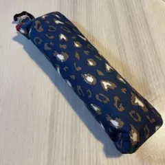 ヒョウ柄 折りたたみ傘 晴雨兼用 ネイビー