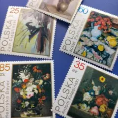 4006 外国切手 ポーランド 1989年 花の絵画 シリーズ 5種