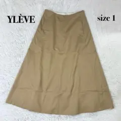 【美品】YLÈVE イレーヴ コットンチノ フレアロングスカート ベージュ 1のサムネイル