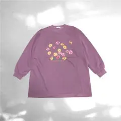 花柄プリント パープル トレーナー M