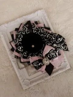 108 ハンドメイド 痛ロゼット ブラック ピンク