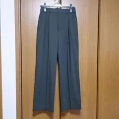 ユニクロ タックワイドパンツ ダークグリーン M