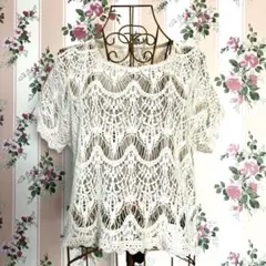 【グローブ】　レディース　トップス 総レース　アイボリー　M 美品　半袖のサムネイル