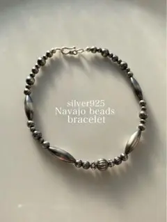 ナバホ ビーズ パール シルバー silver 925 ブレスレット 燻銀 21