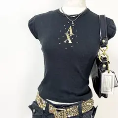 y2k❤️ ARMANI EXCHANGE ゴールド 箔ロゴ ピチT