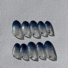 ㊹【サイズ変更¥0】クリアネイル ブルーネイル グラデネイル ニュアンスネイル