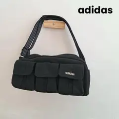 【希少】00s adidas 黒　ボストンバッグ ポケット　キャンバス