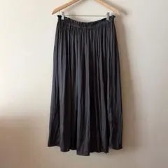ダークグレー ロングスカート ウエストゴム
