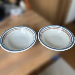 鳴海製陶 NARUMI 深皿 2個セット｜ブルー＆ピンク ストライプ柄 陶磁器のサムネイル