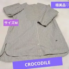 CROCODILE ストライプ長袖シャツワンピース
